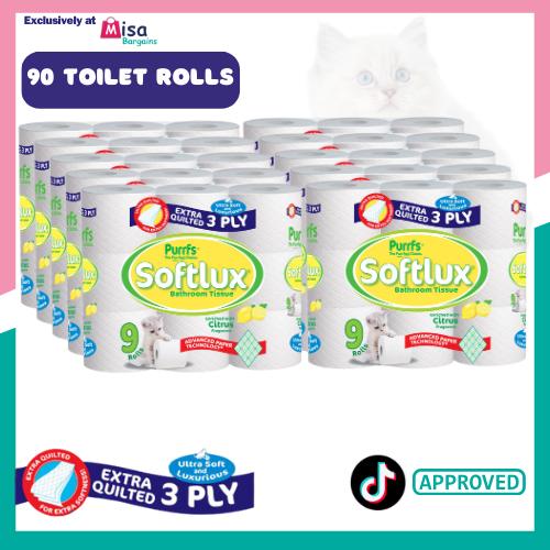 90 Rolls Softlux Citrus Scented 3 Ply Toilet Rolls Luxury Quilted (10*9) - Premium Quality Tissue Online - Product Image 90 Rolls Softlux Citrus Scented 3 Ply Toilet Rolls Luxury Quilted (10*9) - Premium Quality Tissue Online - Product Image